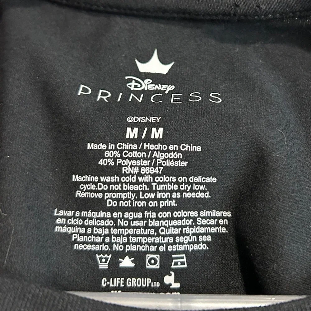 Disney Princess‎ T-Shirt Girls Medium Black Happily Ever After Graphic Tee NEW